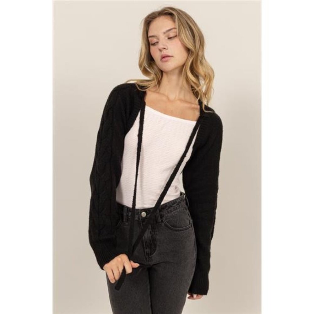 ✨NWT HYFVE Cable-Knit Tie-Front Shrug